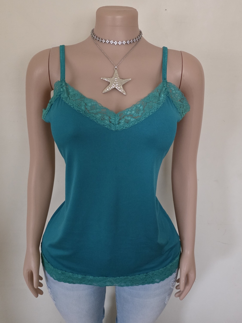 Fashion Bug Teal Lace-Trim Camisole
